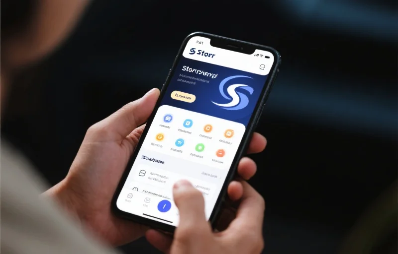 用户在智能手机上流畅浏览风暴娱乐平台界面,界面设计现代且友好